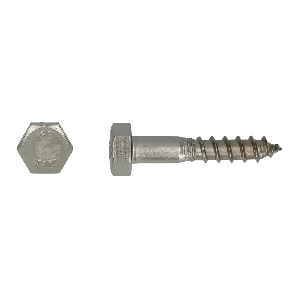 Houtdraadbout DIN 571 Ø8x50 A2 Doos (100 st)