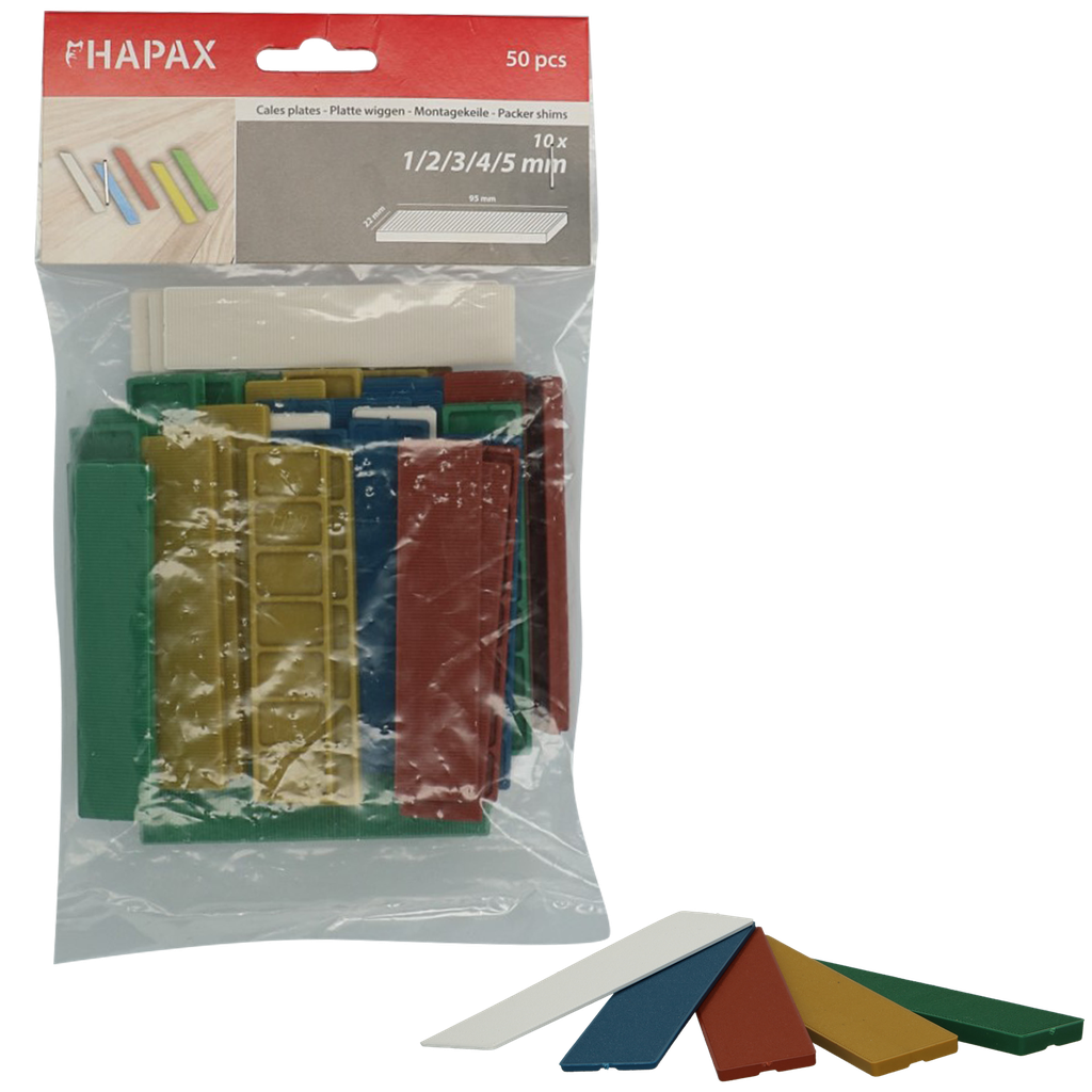 HAPAX platte wiggen 1-2-3-4-5mm /50st