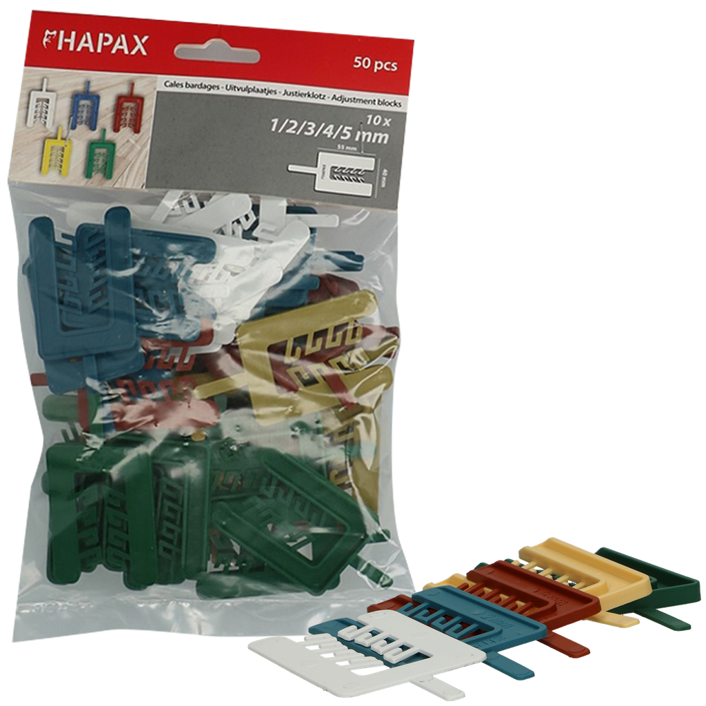 HAPAX uitvulplaatjes 1-2-3-4-5mm/50st