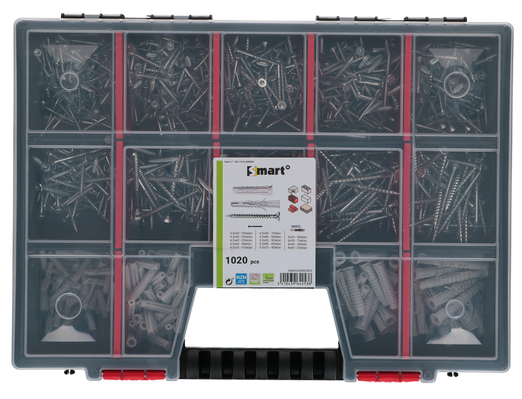 Assortimentsdoos schroef+pluggen 1020dlg