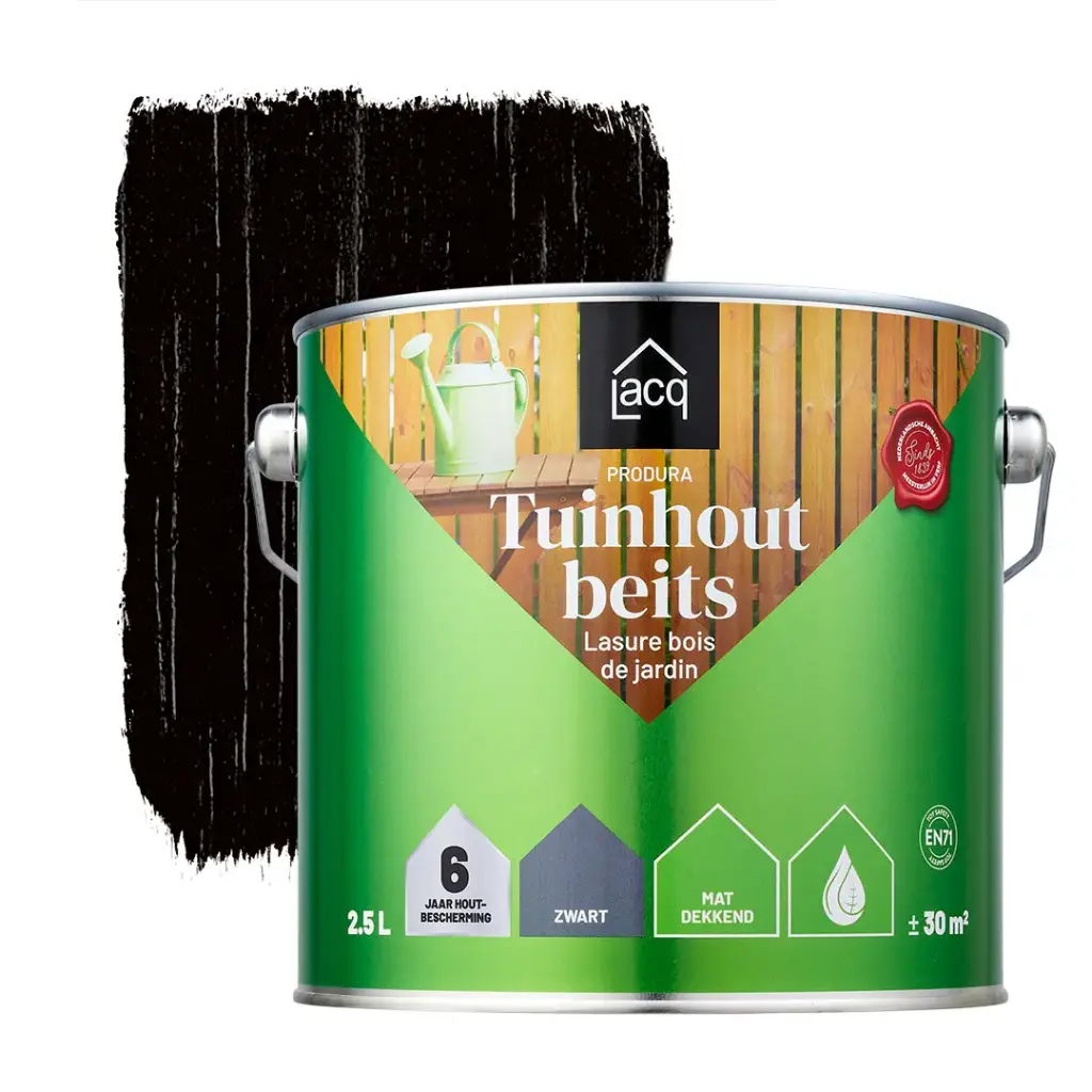 Lacq Produra Tuinhoutbeits mat 2,5ltr Dekkend Zwart